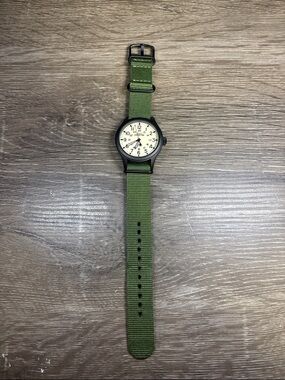 Timex Expedition Green Nylon Strap Watch with Cream Watch Face